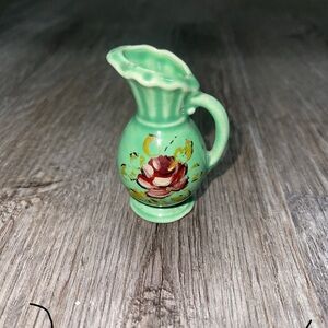 Vintage Ceramic Floral Green Mini Vase